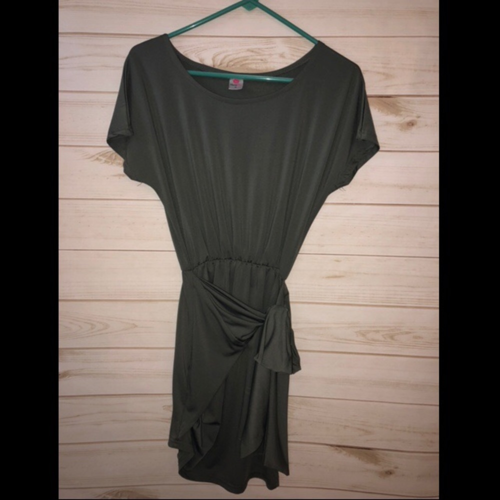 Army green wrap dress